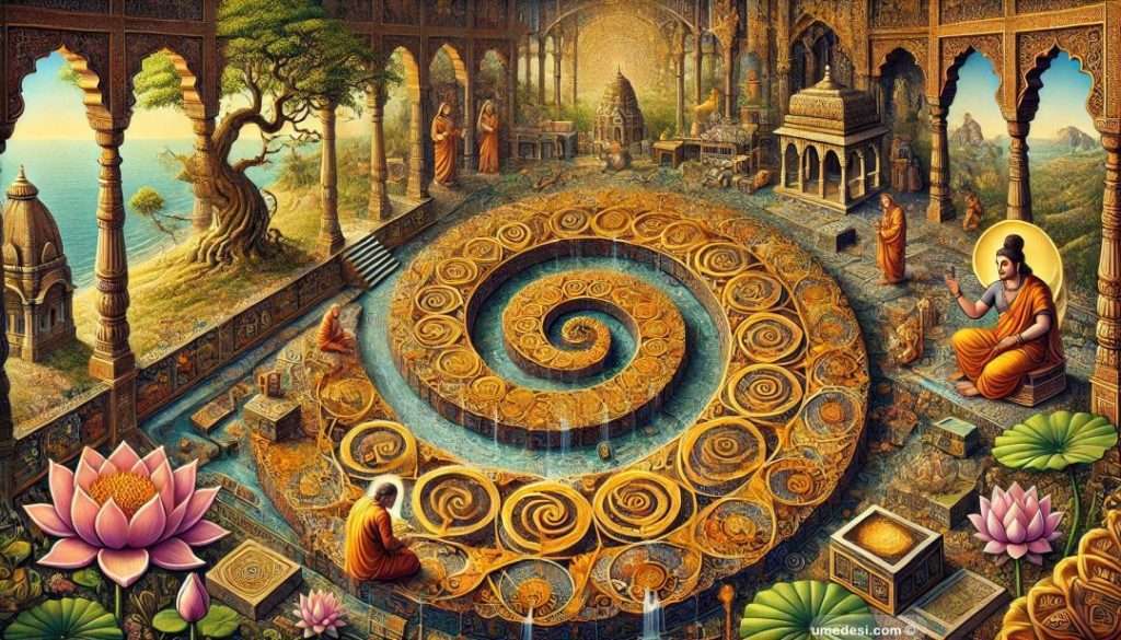 FIbonacci Sequence used in ancient India centuries before, and seen in Nature and ancient buildings - Generated by Dall-e