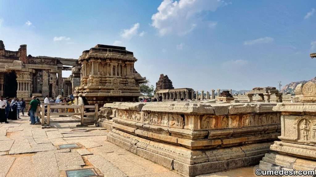 Stone chariot of Vijaya Vittala Temple with intricate carvings in Hampi, Karnataka.